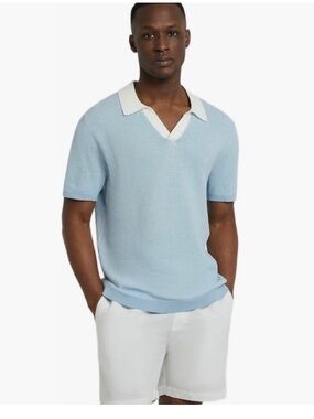 NWT Onia Cotton Textured Johnny Collar Polo-Size XL